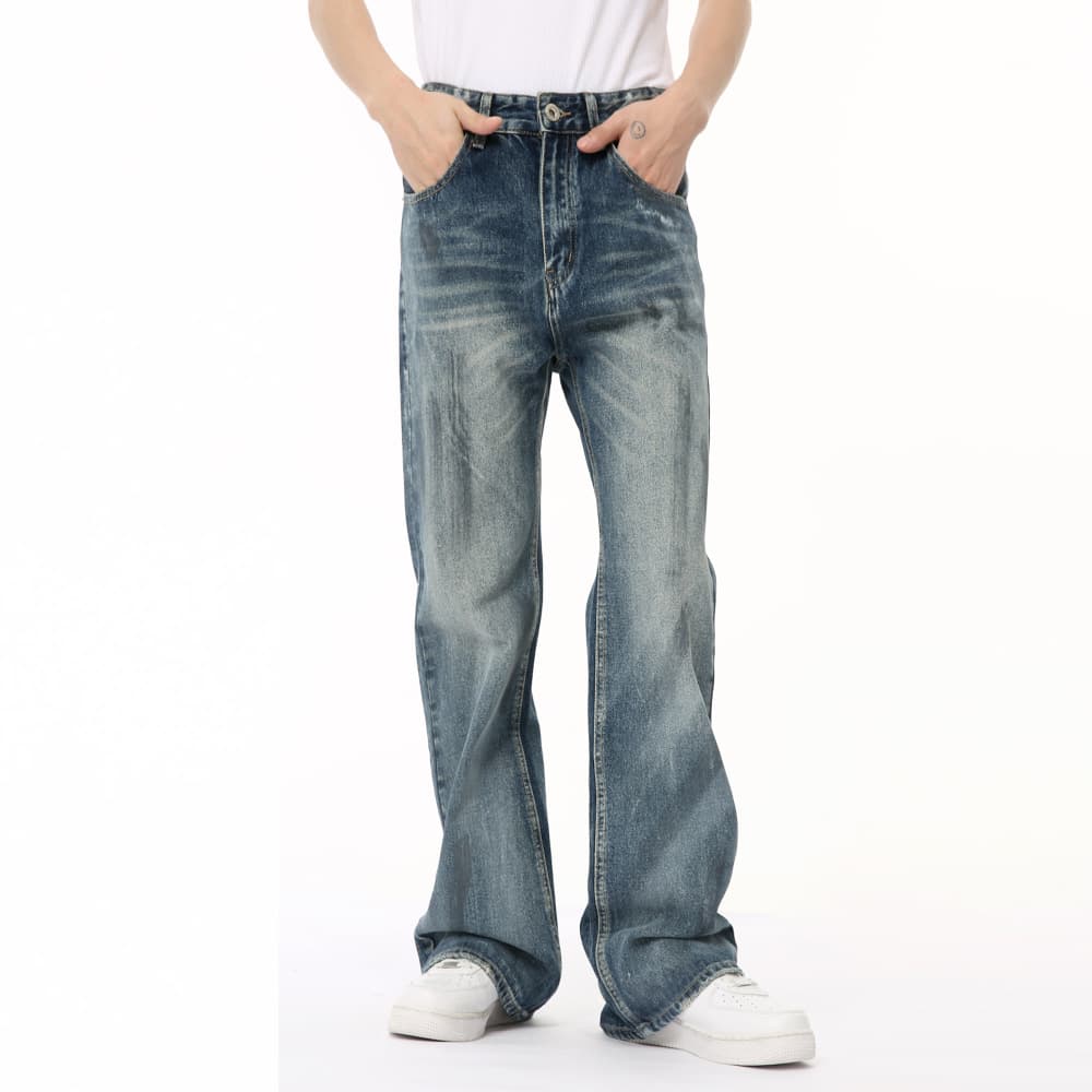 Men's Clothing Summer Retro Distressed Colored Flared Casual Jeans