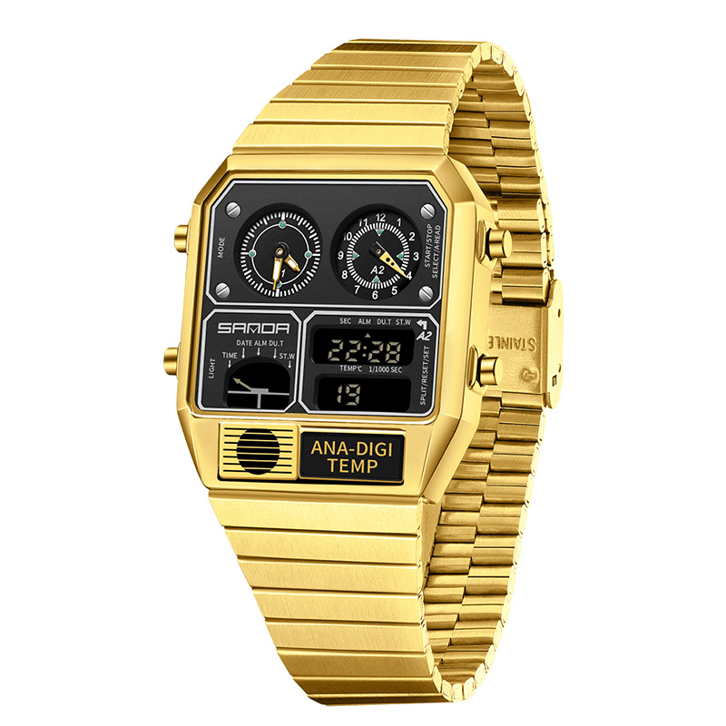 Electronic Watch Square Steel Band Electronic Watch Thermometer Stopwatch Timing Multifunctional Electronic Watch