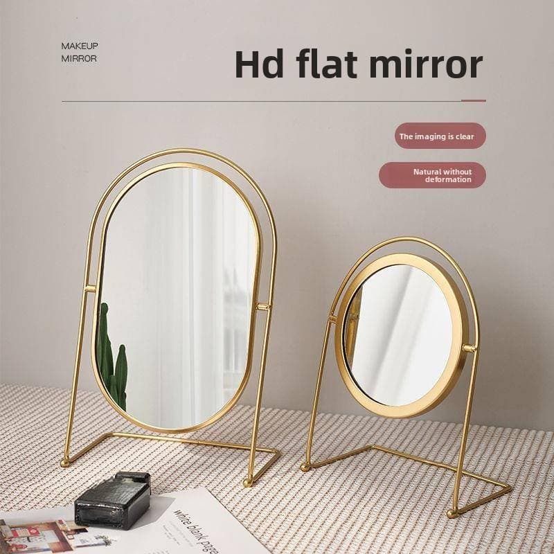 Elegant Vanity Mirror With 360° Rotation - Classic Round/Oval Dressing Table Mirror In Gold/Black/Pink/White For Living Room & Bedroom