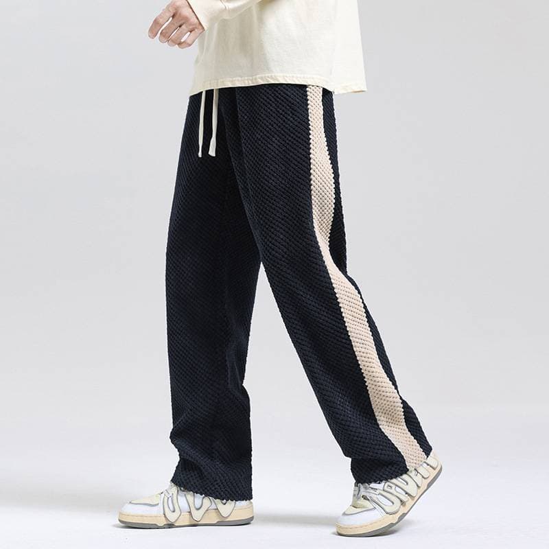 Men's Clothing Two Piece Double Waist Gray Sweatpants Loose Hip Hop Wide Leg Sports Casual Pants