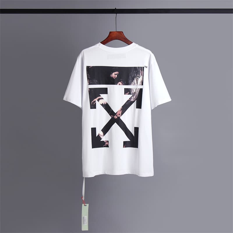 L'expérience de longue date de l'utilisation du ruban adhésif OFF avec impression de flèche OW T-shirt à manches courtes pour homme, coupe ample,