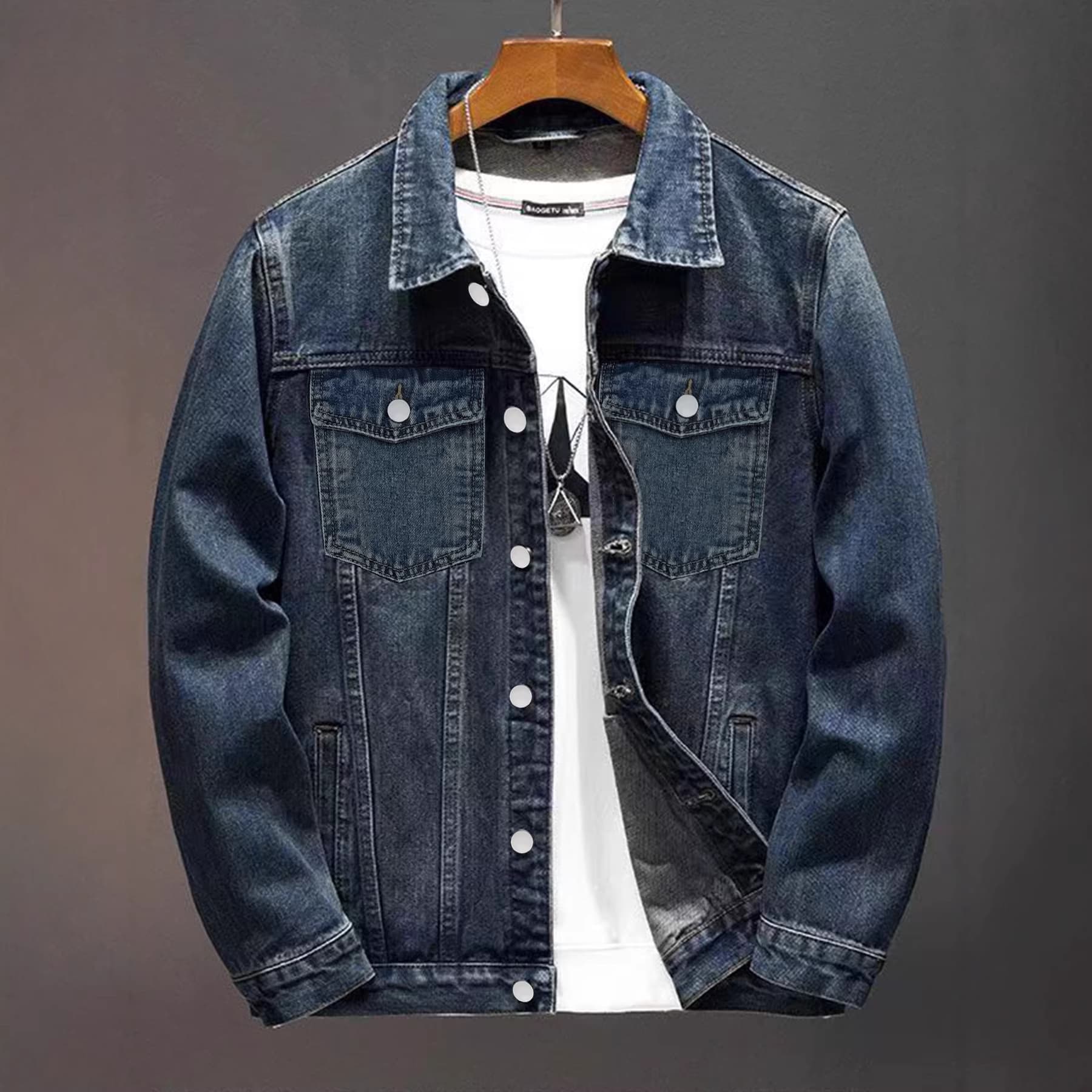 Men's Clothing Men's Retro Denim Jacket Trendy Brand American Style Simple Versatile Design Casual Wear Spring Autumn Workwear