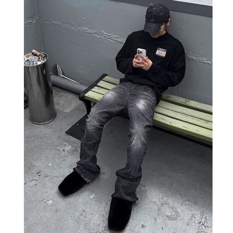 Men's Clothing Far Archive Vintage Machete Old Flared Washed Ink Splashed Edge Damaged Whisker Jeans