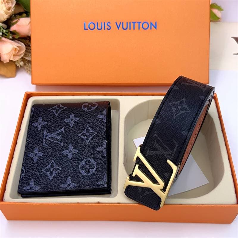 Ensemble ceinture et portefeuille de luxe léger et de haute qualité pour homme et femme.