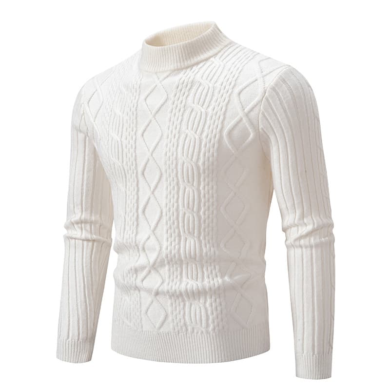 Autumn Winter Men's Half Turtleneck Slim Solid Color Fashion Sweater Top