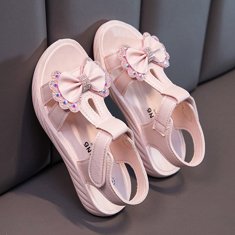 Children's Sandals Girls Princess Shoes Summer New Ins Casual Shoes Non Slip Soft Bottom Middle And Large Children Girls Beach Shoes