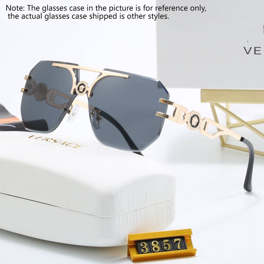 Lunettes de soleil de luxe Versace pour femmes et hommes, monture en métal, protection UV400, verres polarisés.