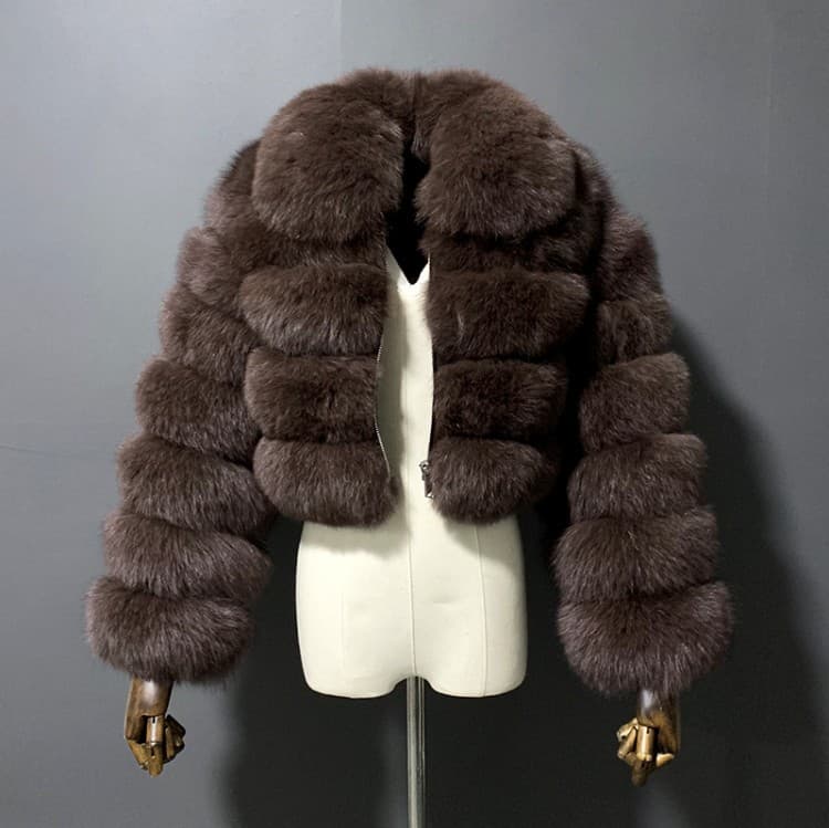 Cross-border European And American New Manufacturer Fur Coat Imitation Fox Fur Short Lapel Coat Spliced long Sleeve Women's Ready Stock