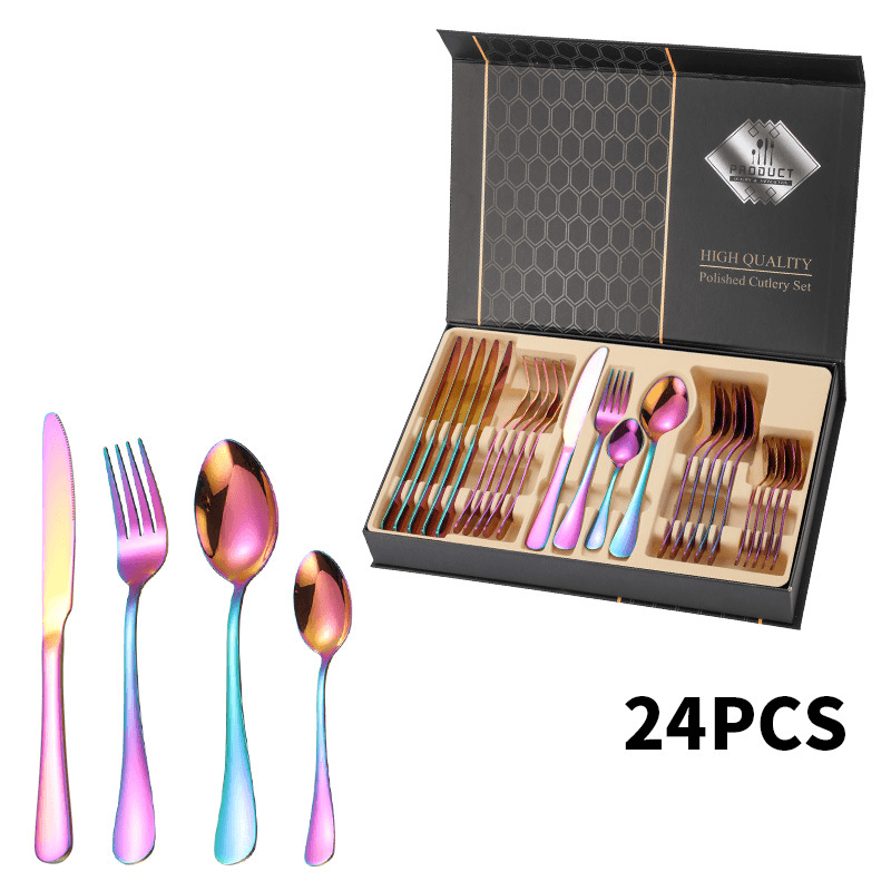 Stainless Steel Cutlery Set Creative 24 Piece Gift Box Western Steak Knife Fork And Spoon