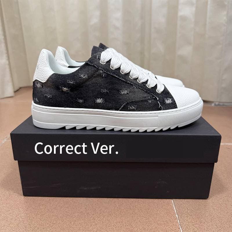 Chaussures de skate à plateforme en denim déchiré pour hommes et femmes, style décontracté, Numeris Sports, lacets, semelle en caoutchouc noir