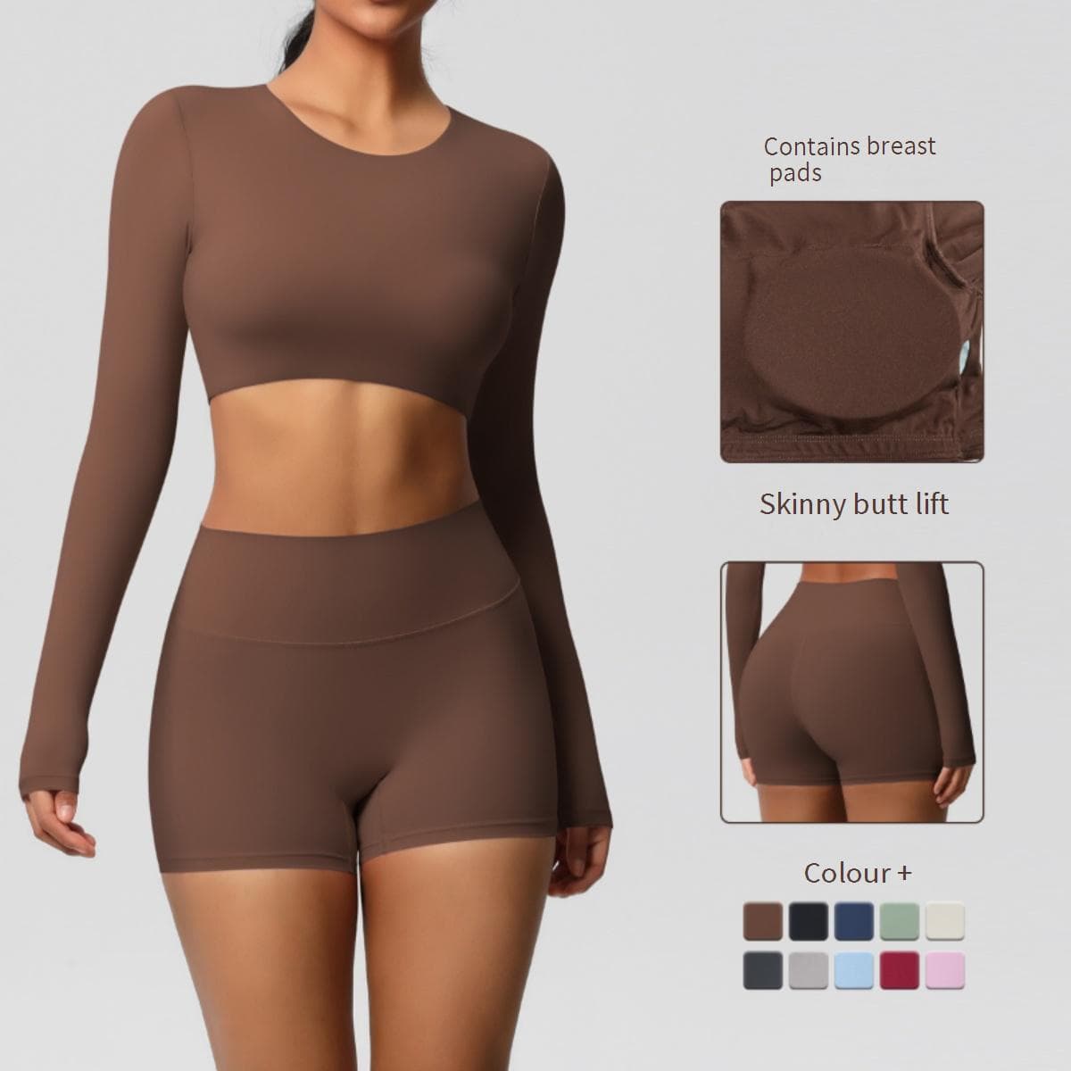 Women's Clothing Double Sided Sanded Tight Breathable Solid Color Training Yoga Clothes Eight Piece Sports Running Fitness Clothes For Women