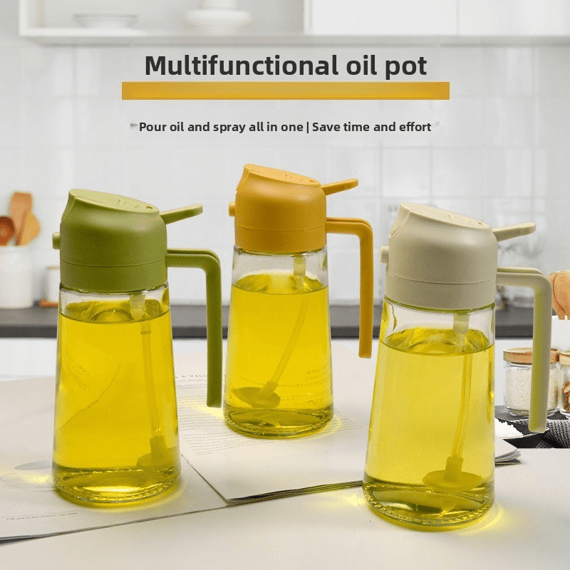 2-In-1 Oil Spray & Pour Bottle - Glass Kitchen Dispenser With Misting & Pouring Functions Leak-Proof & Food-Grade