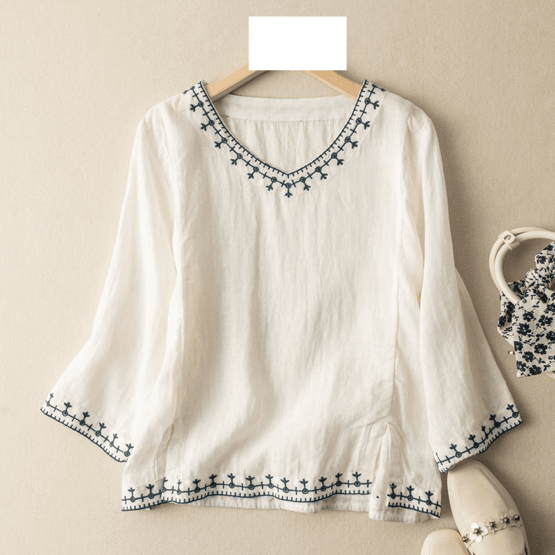 Women's Clothing Artsy Retro Thin Design Loose T-shirt