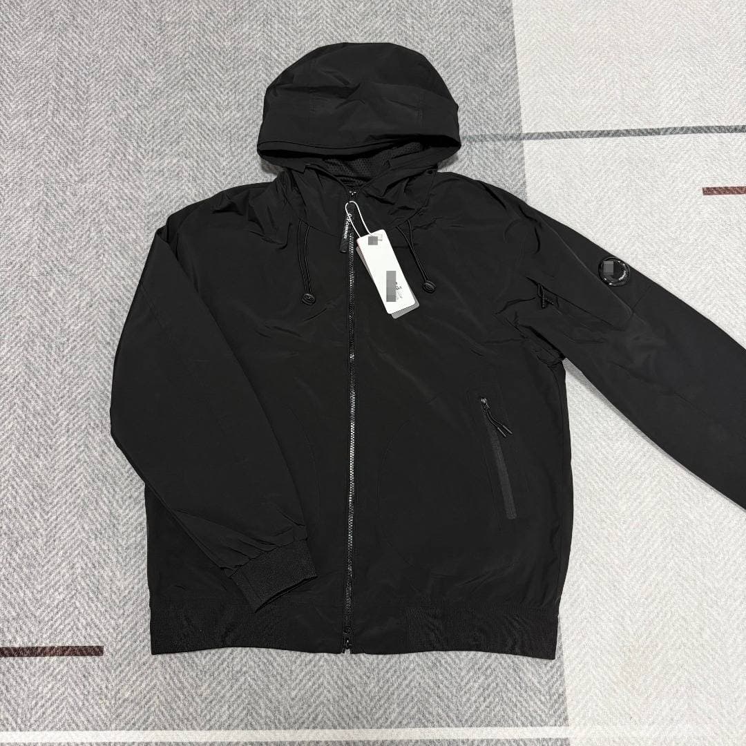 Coupe-vent à capuche en nylon pour homme CC.P Company avec logo Lens, fermeture éclair intégrale et ourlet côtelé, veste décontractée