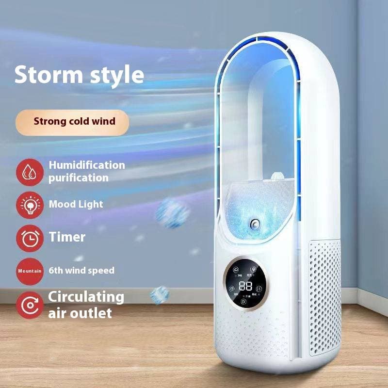 BreezeFlow Pro Bladeless Desk Fan - USB-Powered Cooling Fan With Mist Spray For Home/Office/Dorm (3 Speeds, Quiet, Adjustable Tilt, Energy Saving)