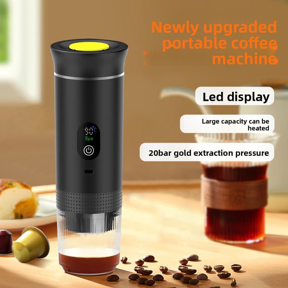 New Rechargeable Italian-style Espresso Capsule Machine, Portable Outdoor Heated Coffee Maker, 3-in-1 Extraction