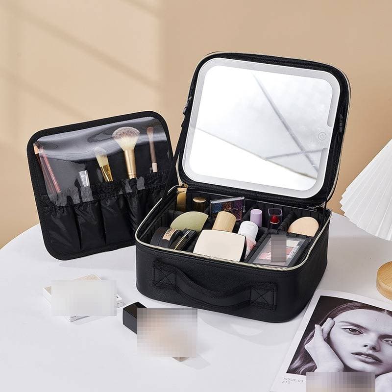 Women's Bags Hot Selling Cosmetic Bag LED Light With Mirror Large Capacity Portable Travel Professional Beauty Makeup Bag One Batch
