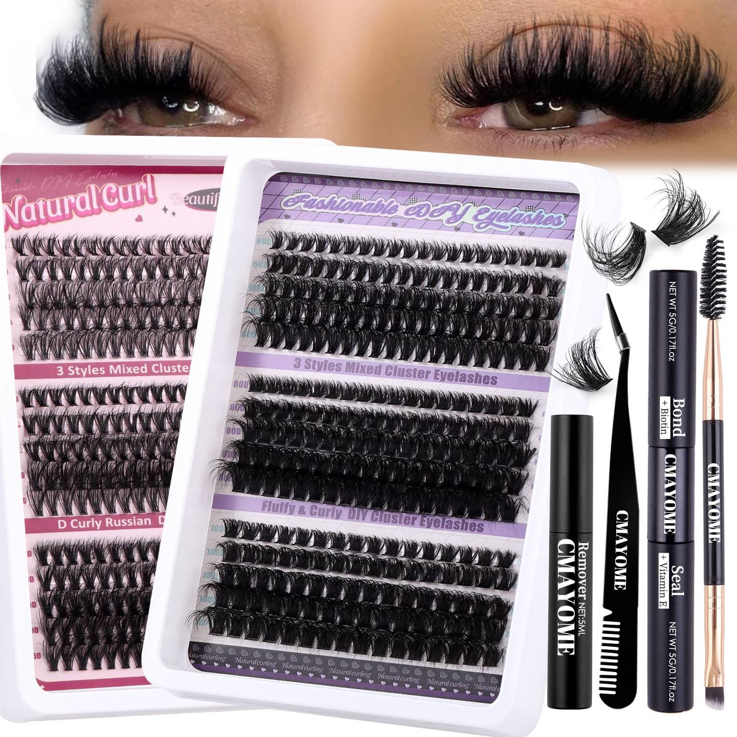 Hot DIY Single Tuft Hair Large Capacity 50D+60D Curling Thick Mixed False Eyelashes