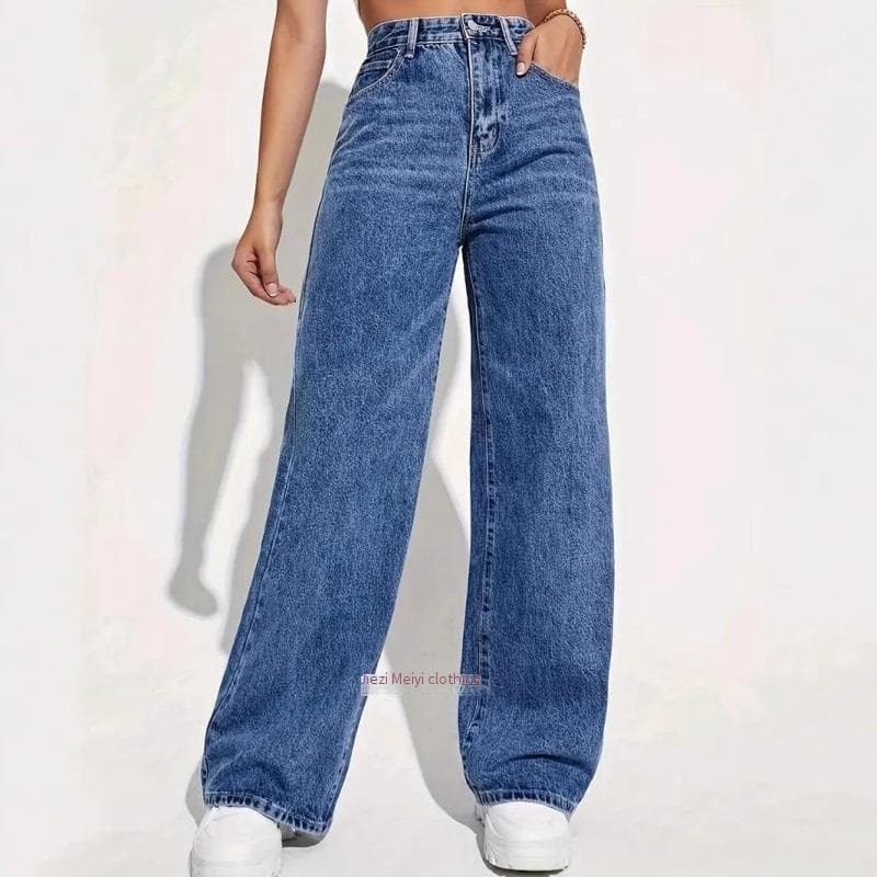 Women's Clothing Mopping Autumn And Winter Spring And Autumn Loose High Waist Straight Slim Drape Jeans