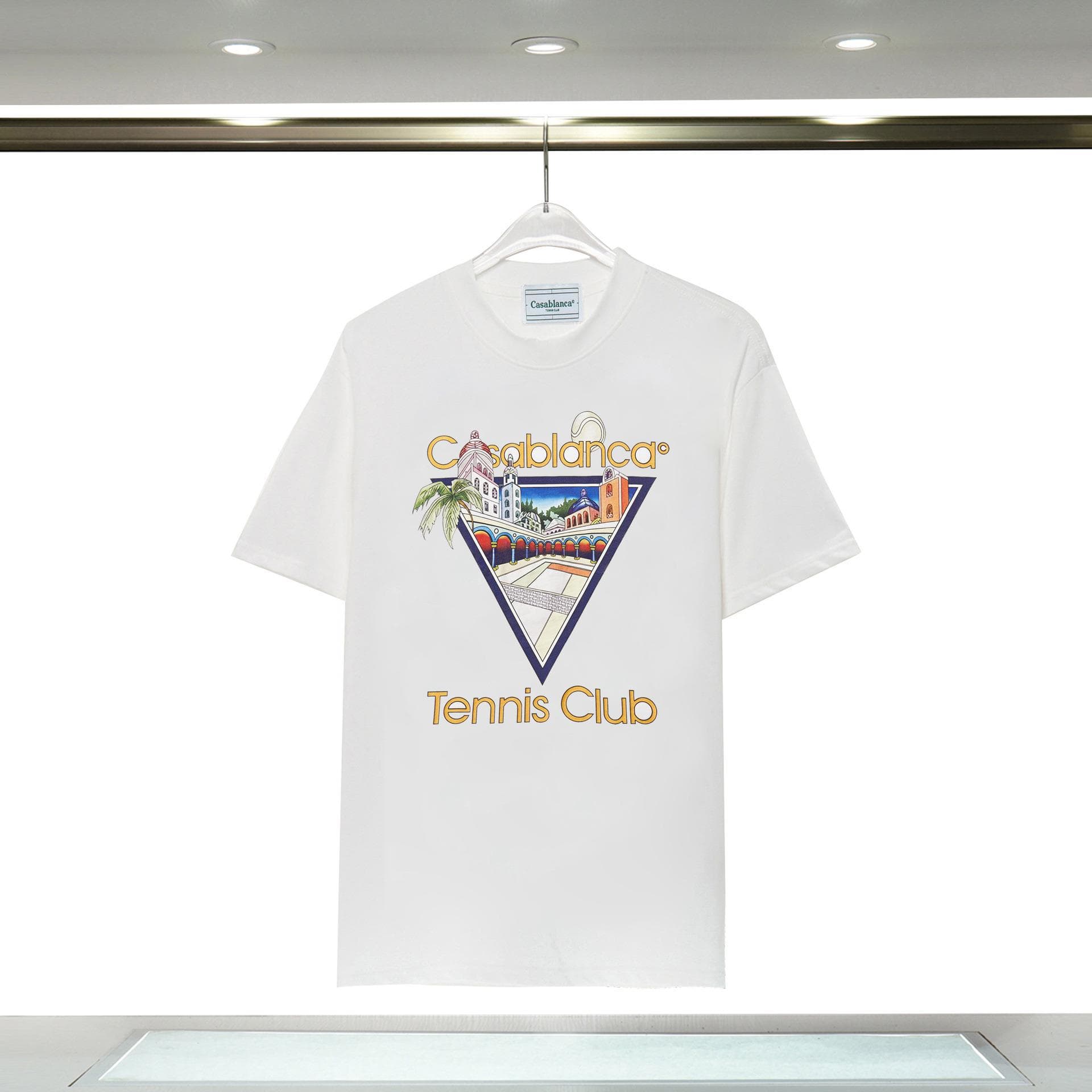 Vêtements pour hommes 24 nouveaux styles Illusion Gate Letter Printing T-shirt à manches courtes à col rond personnalisé