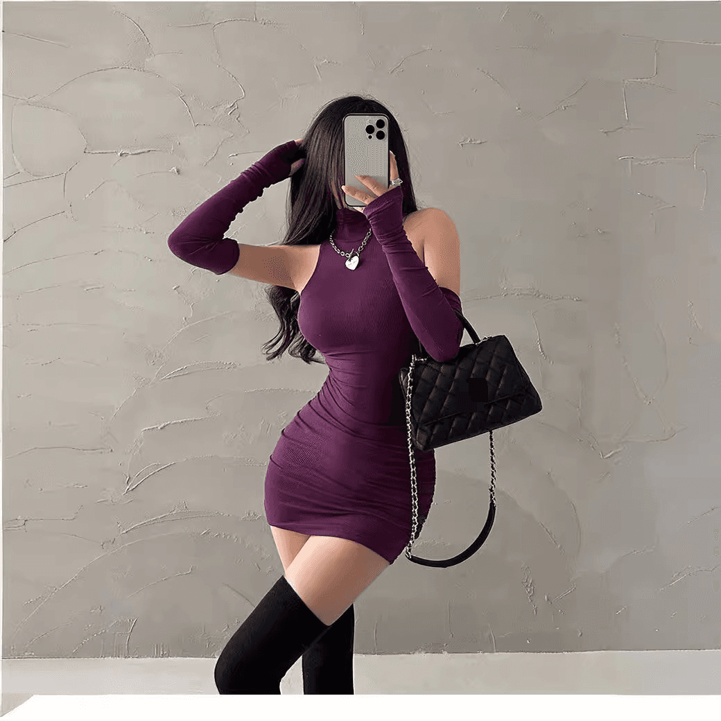 Women's Clothing Spring Sexy High Collar New Style Dress Hot Girl Sweet Hot Tight Pure Desire Style Halter Neck Hip Skirt Female