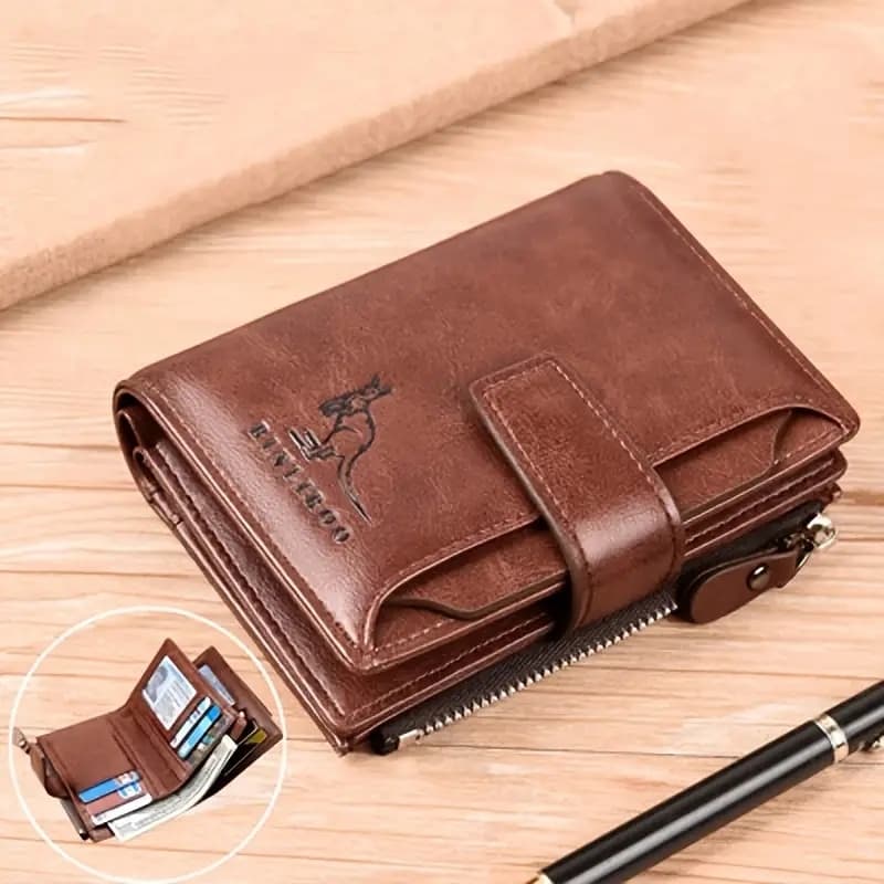 Men's Coin Purse RFID Blocking Man PU Leather Zipper Business Card Holder Money Bag Wallet Male