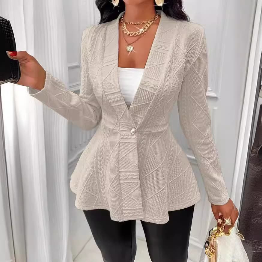 Women's Clothing new casual texture single button green fruit collar long sleeved top jacket