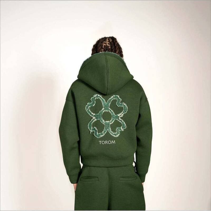 Ensemble sweat-shirt et pantalon décontractés, style rétro américain Y2K, gris-noir-vert, coupe ample, fermeture éclair et capuche.