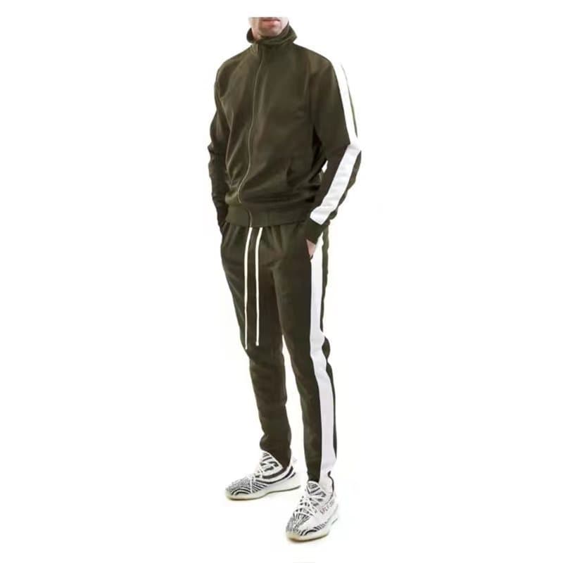 Ensemble de sport décontracté à col montant et couleurs contrastées pour jeunes hommes, nouvelle collection automne/hiver 2025
