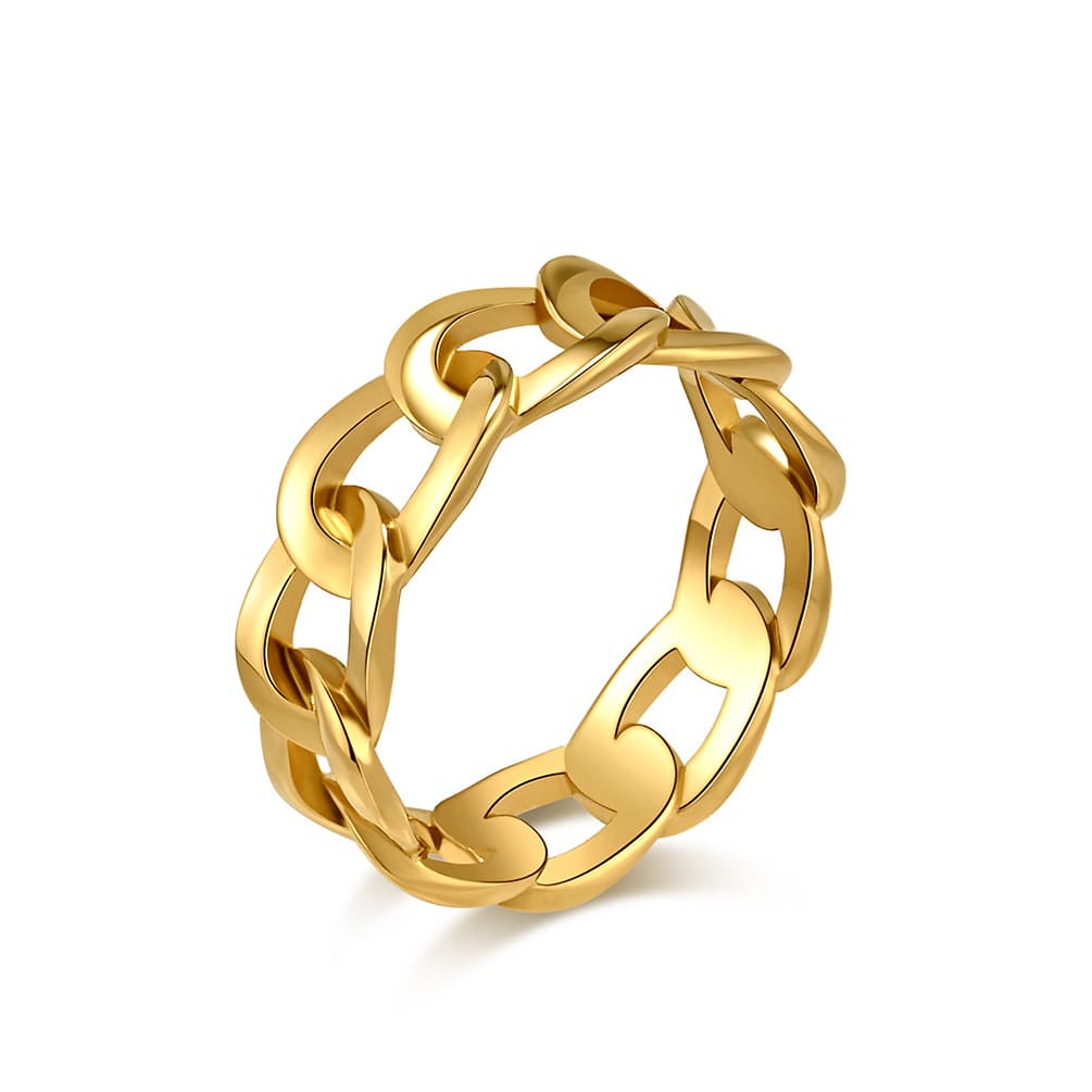 Minimalist Hollow Cuban Chain Ring Unisex Niche Cold Neutral Style Stainless Steel Jewelry