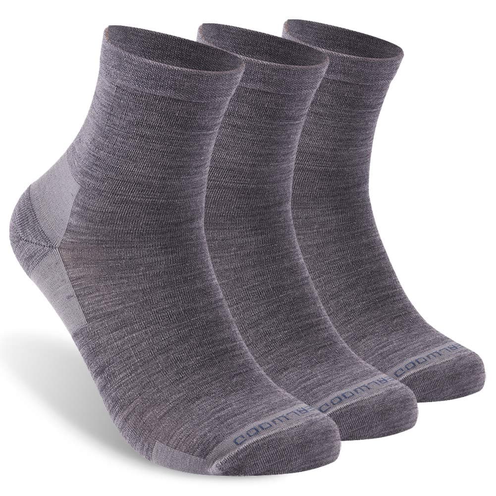 ZEALWOOD 3 Pairs Lifestyle Series Merino Wool Running Socks Men Women Crew Anti-blister Cushion Athletic Sock