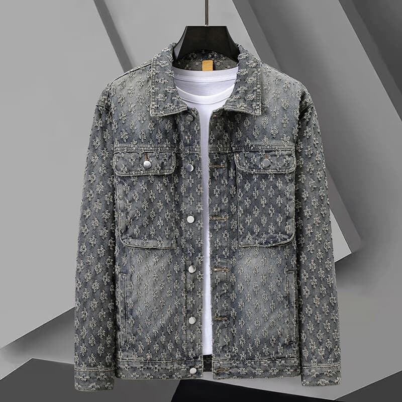 Men's Clothing Denim Jacket Fashion Casual Fashion Casual Denim Jacket - Classic Loose Fit Long Sleeve Coat For Spring & Autumn (Grey/Black/Blue)