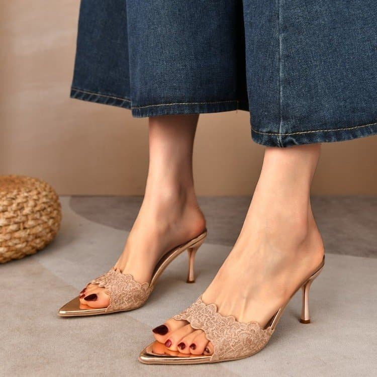 Women's Embroidered Open-Toe High Heel Sandals - 10cm Stiletto Lace-Up Fashion Summer Shoes