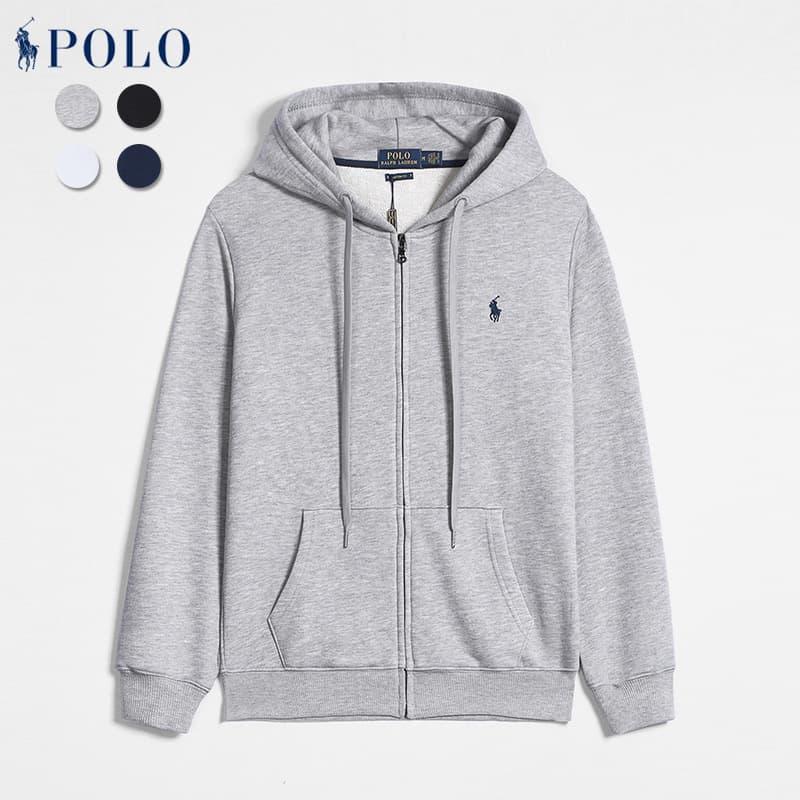 Sweat à capuche décontracté à fermeture éclair et logo poney brodé pour homme de la marque tendance Polo Paul de Laf RL