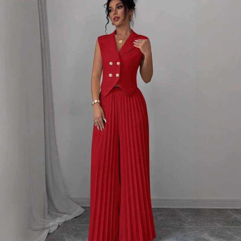 Women's Clothing New Fashion Vest Vest Pleated Skirt Suit
