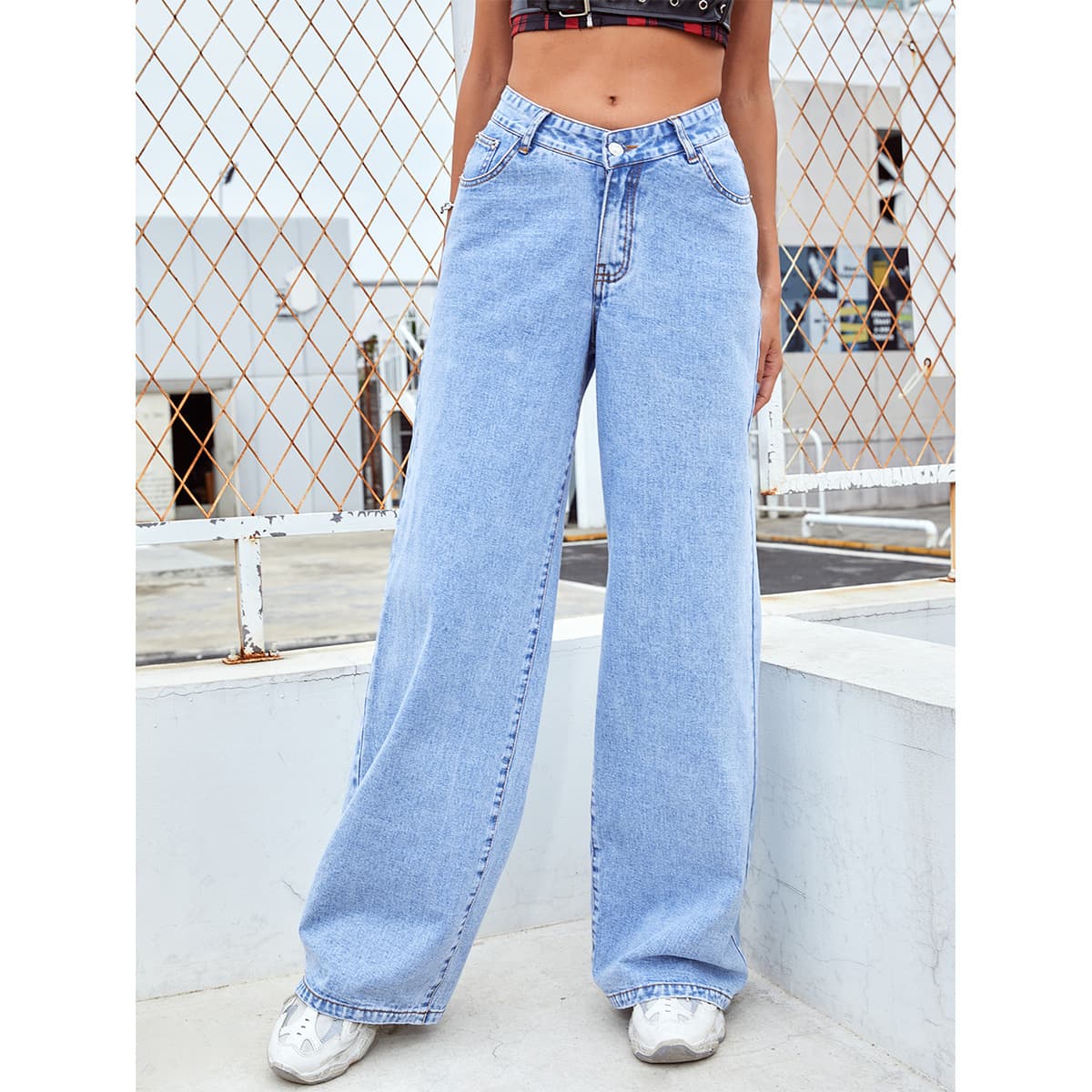 Women's Clothing Fashion Denim Trousers For Women, Wide Leg, High Waist, Straight, Versatile Trendy Trousers