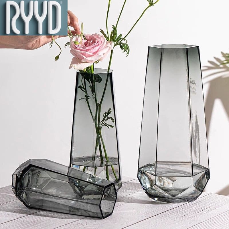 Premium Modern Glass Vase - Transparent Design For Roses/Lilies & Lucky Bamboo Display