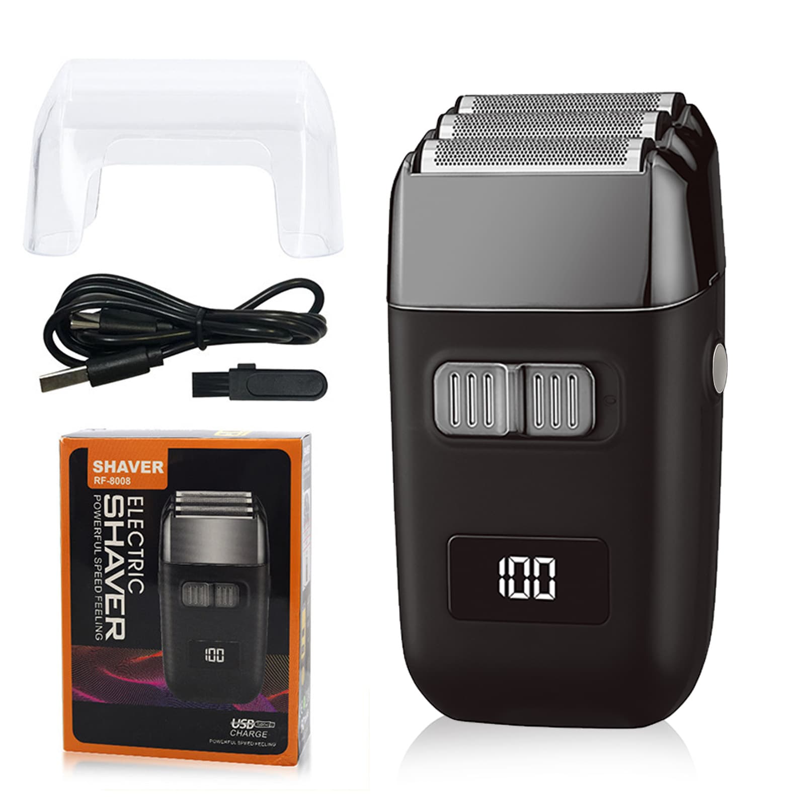 Professional 3-Blade Electric Shaver For Men With LED Display, Floating Heads & 90-Min Runtime - Waterproof & Rechargeable