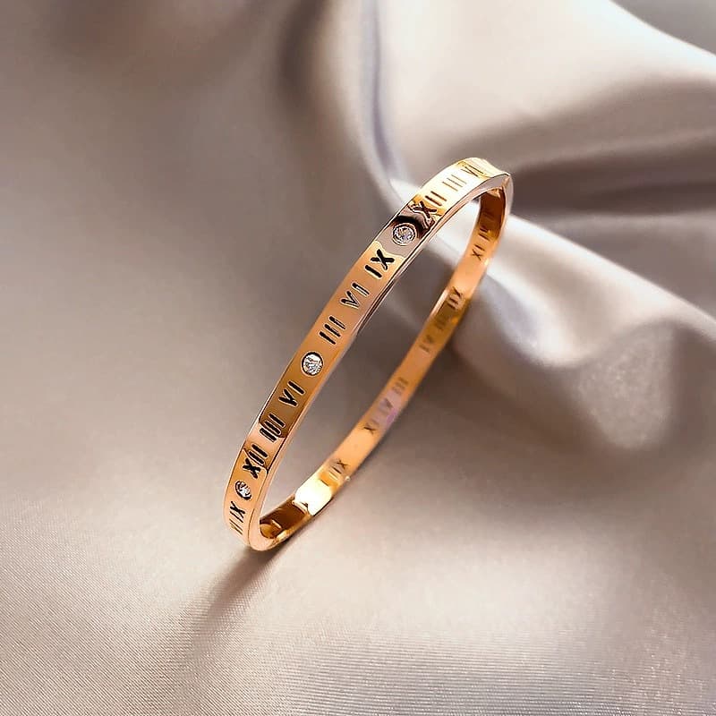 Titanium Steel Bracelet Women's Roman Numerals Simple Fashion Personalized Trendy South Korea Bracelet Men's and Women's Couple Bracelet Trendy