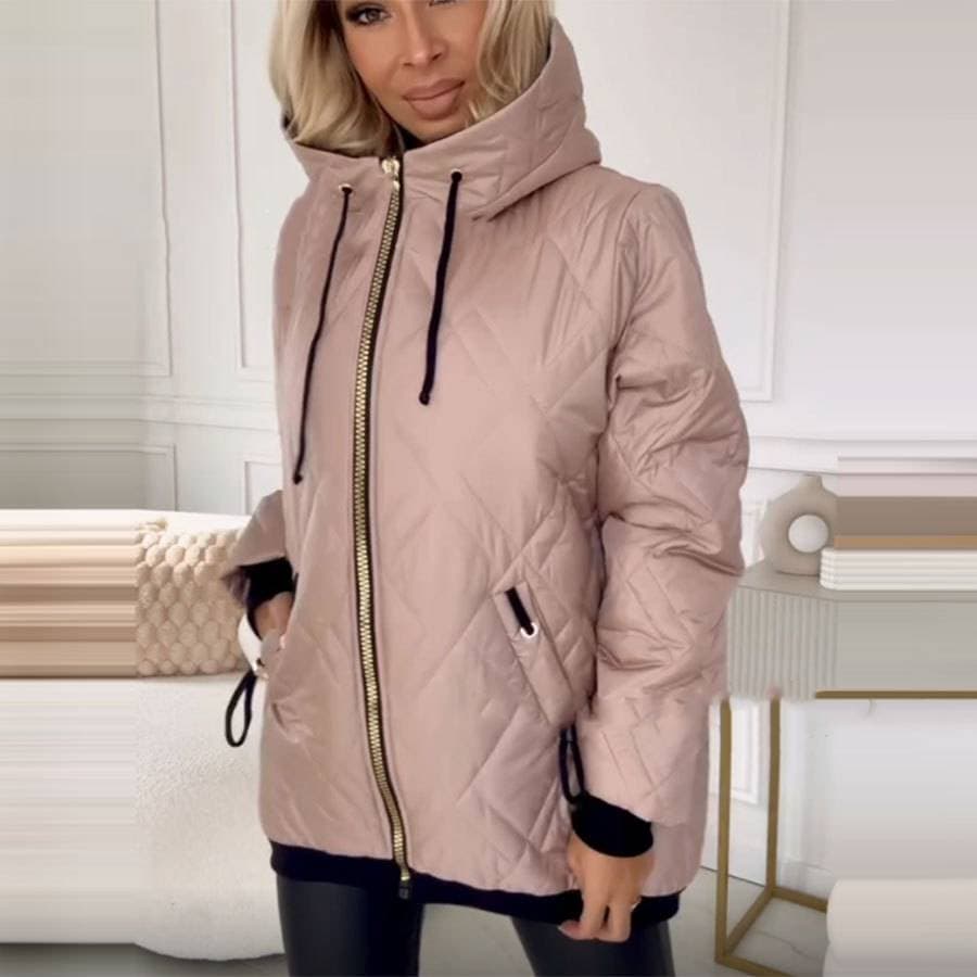 Women's Clothing Autumn And Winter Casual Hooded Solid Color Cotton Jacket
