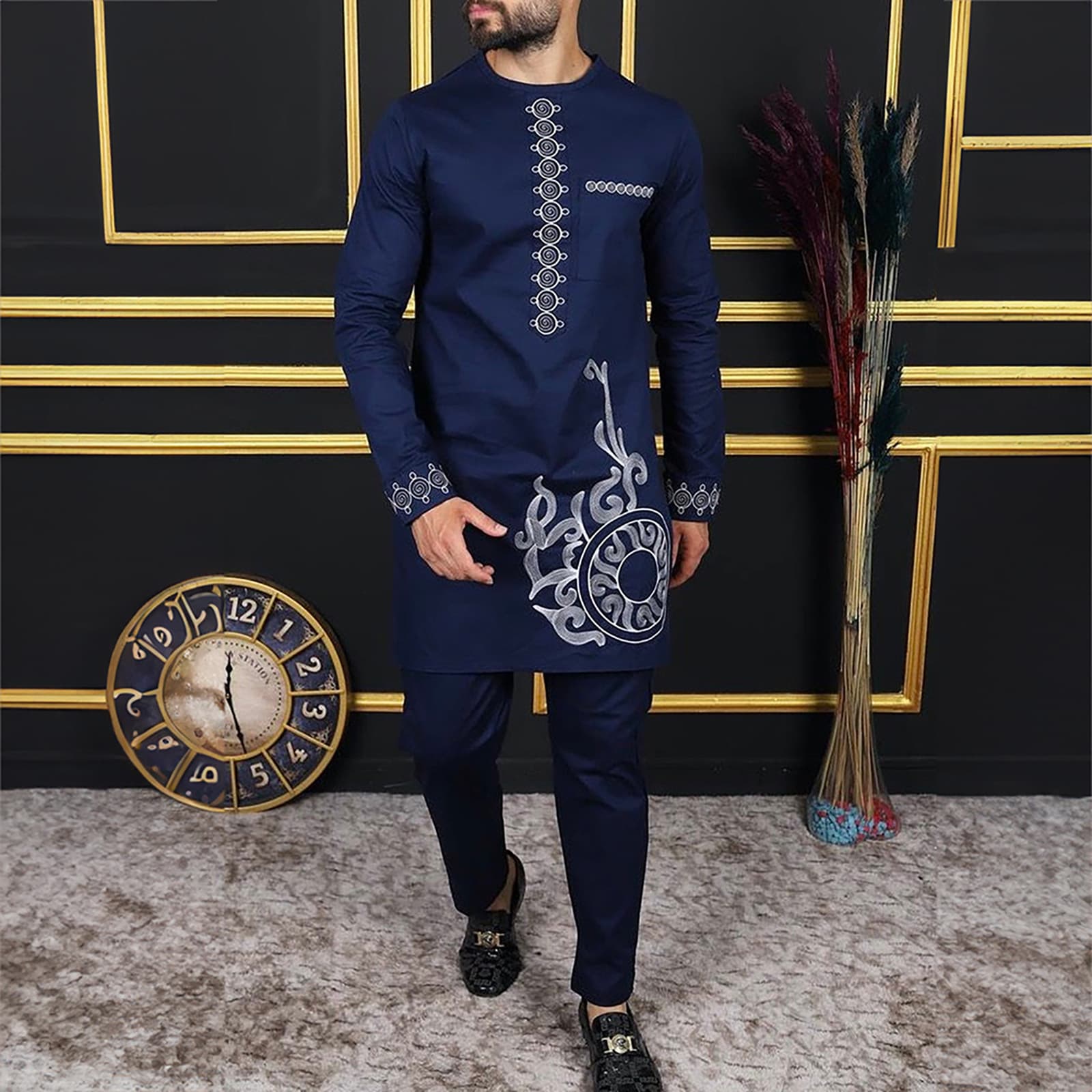 Men's Clothing African Style Middle Eastern Casual Men's Embroidery Suit