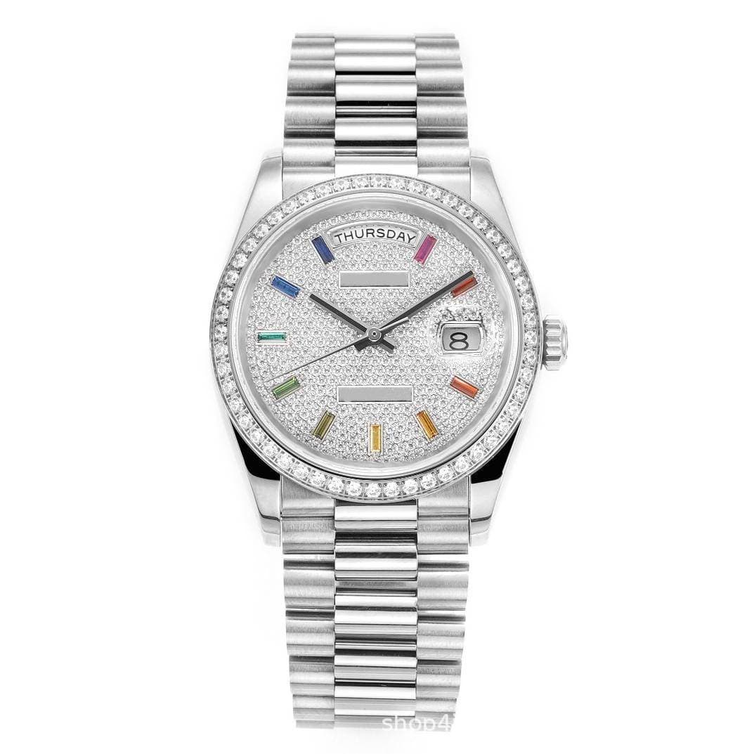 A Luxurious Automatic Mechanical Watch Studded With Diamonds And Sapphires