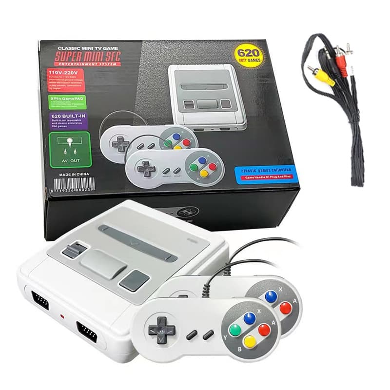Mini console de jeux rétro portable pour SNES, lecteur home cinéma, sortie AV, jeu SFC620 intégré avec manette filaire, accessoire de jeu