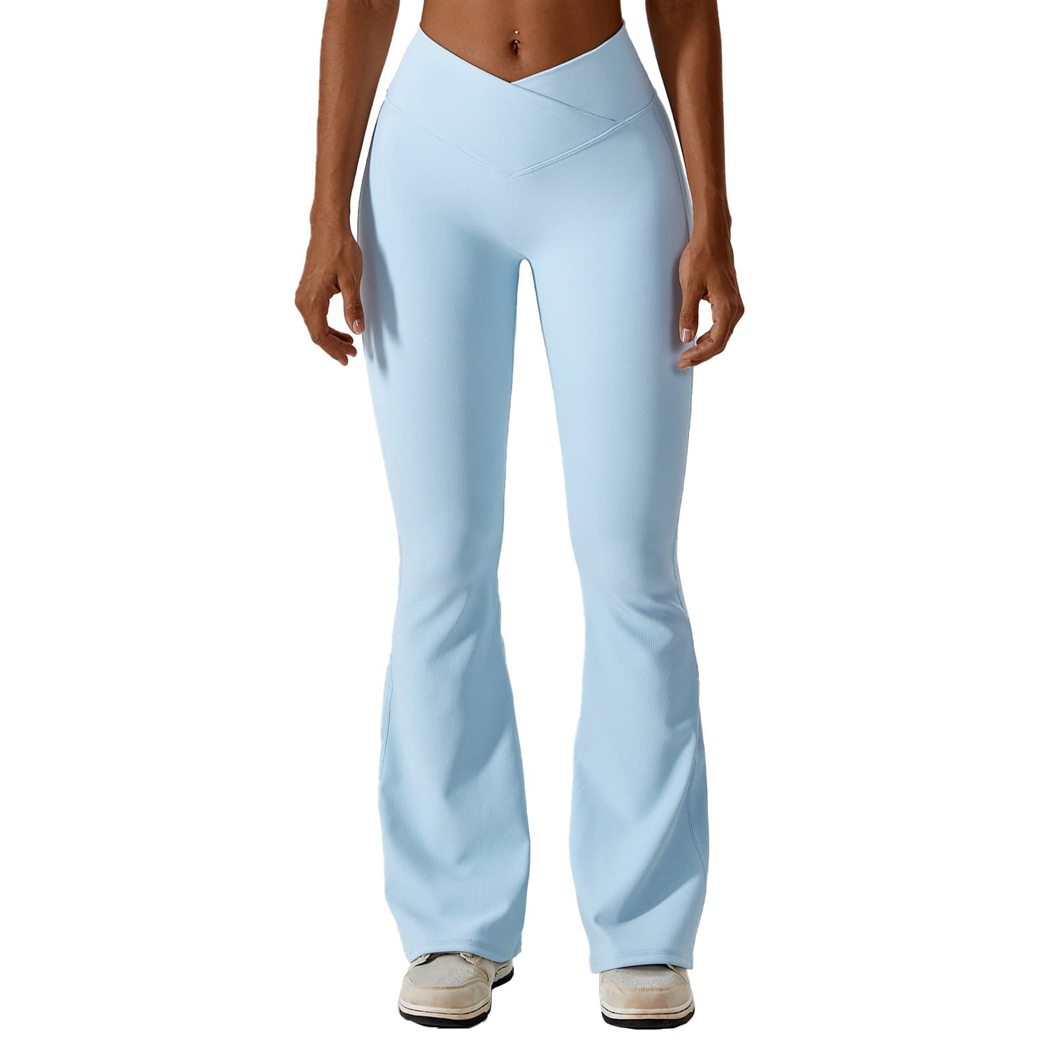 Women's clothing Cross high waist yoga flare pants women dance sports wide leg pants casual hip lift fitness micro cropped pants