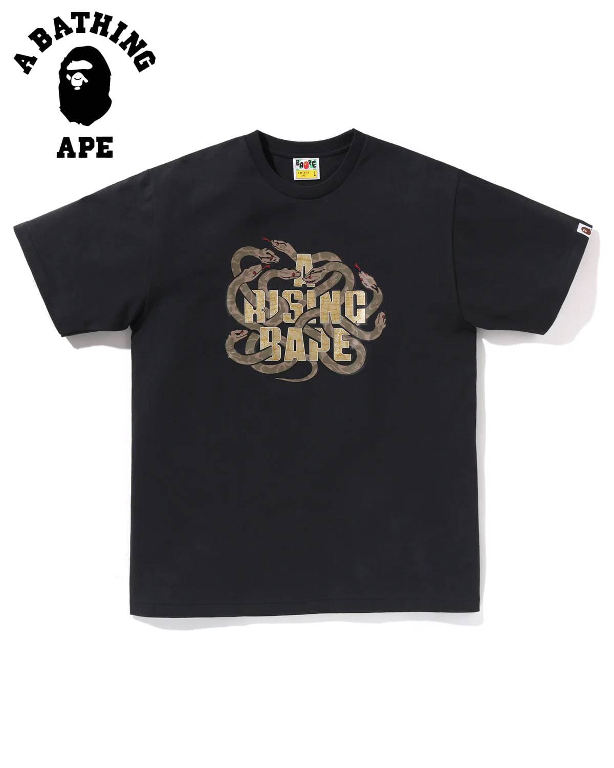 A BATHING APE BAPE-Snake Year Letter Printed Short Sleeved T-shirt Made Of Pure Cotton Fabric For Both Men And Women