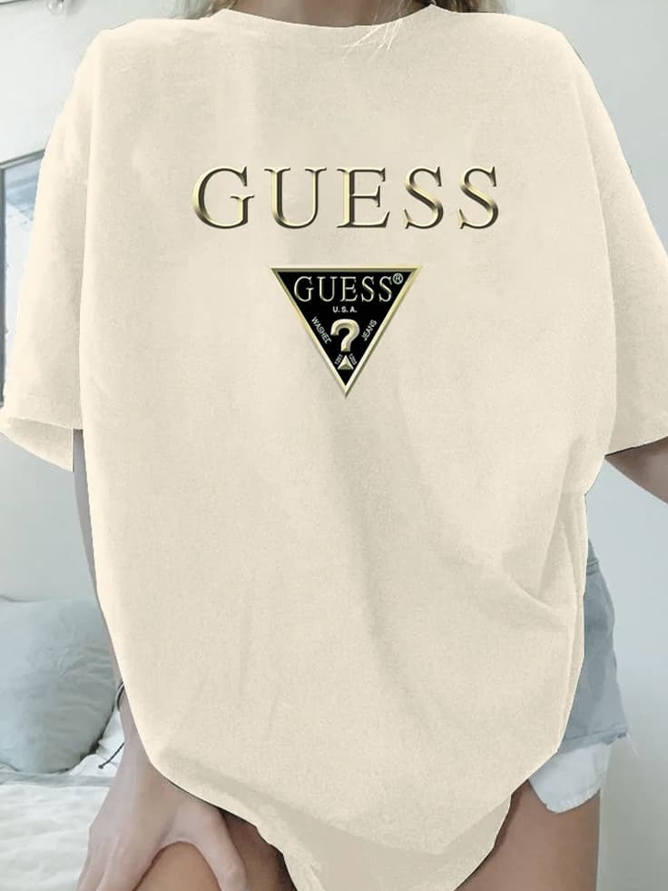 T-shirt manches courtes femme, en coton, imprimé sens de la mode, tendance d'été, ample, cent hauts, 2024