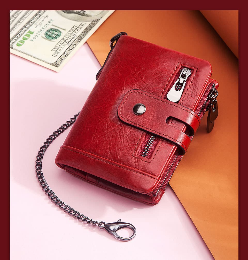 Explosive top layer cattle pickup bag three fold money clip rfid men's short leather wallet