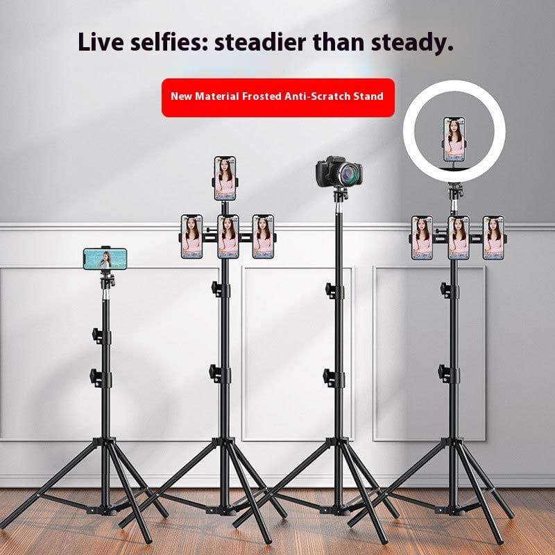 Professional Adjustable Phone Tripod Stand, 1.7M/2.1M Heavy-Duty Alloy Live Streaming Kit With Remote, Ring Light & Multi-Device Mounts
