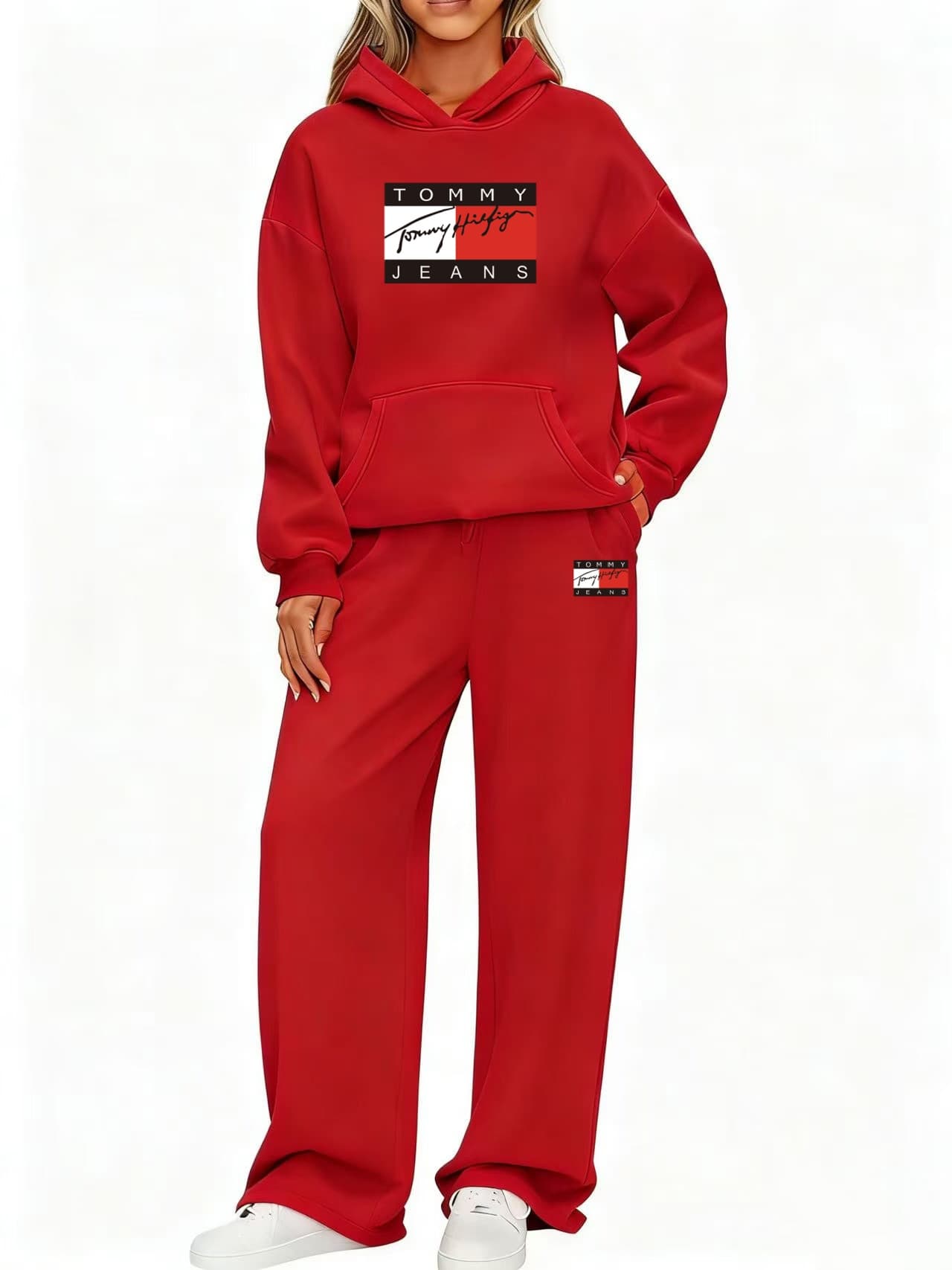Ensemble de survêtement deux pièces pour femme, sweat à capuche et pantalon de jogging, coupe oversize, tenue décontractée brodée.