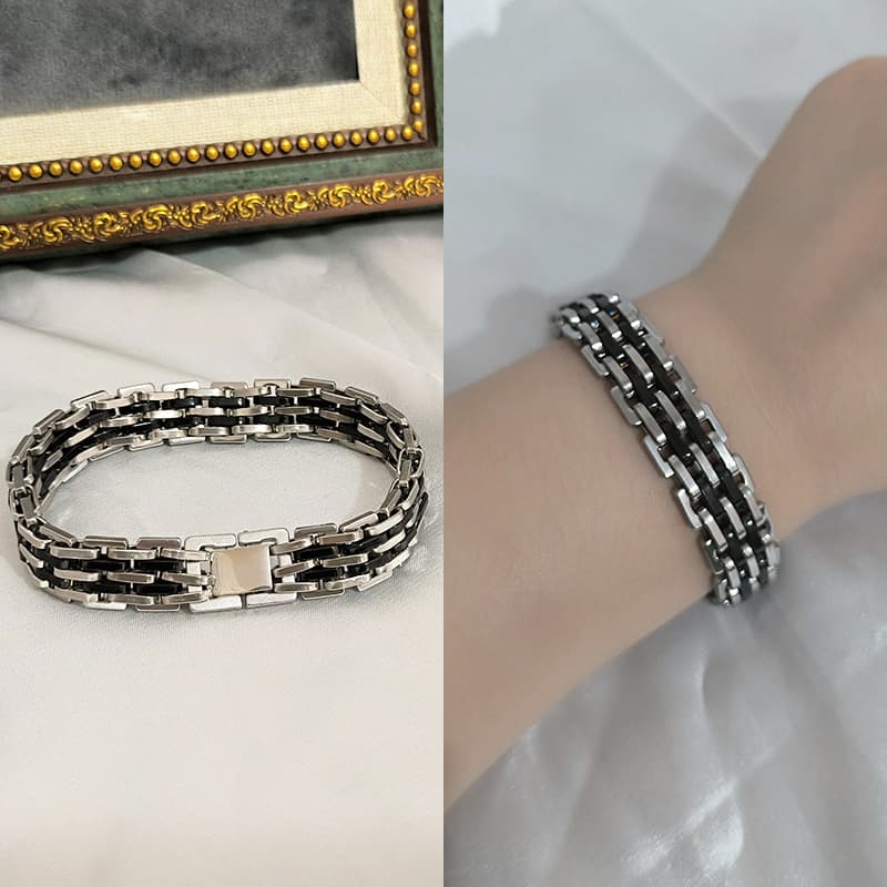 Strong Hip Hop Bracelet Personality Motorcycle Chain Thick Bracelet Punk Style Stainless Steel Titanium Steel Bracelet